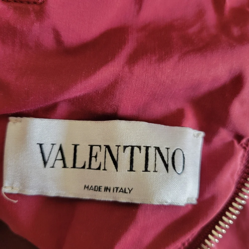 Valentino Made In Italy‎ Burgundy Red Bomber Rain Jacket Women's Size Small